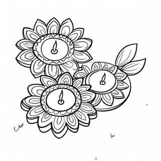 Colorful Diwali Diyas Coloring Page 482-385