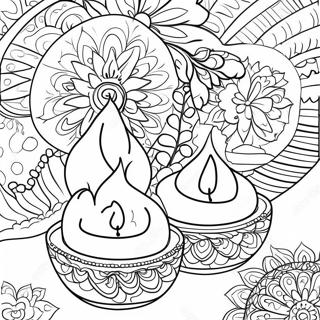 Colorful Diwali Diyas Coloring Page 482-386