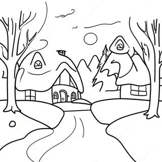 Cheerful Frosty Winter Scene Coloring Page 4832-3885