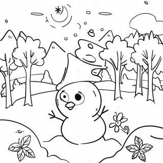 Cheerful Frosty Winter Scene Coloring Page 4832-3886