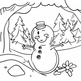 Cheerful Frosty Winter Scene Coloring Page 4832-3888