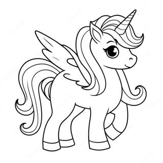 Cute Pegacorn With Rainbow Mane Coloring Page 48345-40188