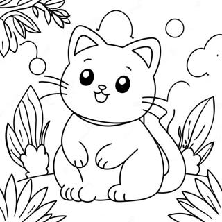 Cute Kitty Softpaws In A Garden Coloring Page 48355-40189