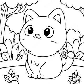 Cute Kitty Softpaws In A Garden Coloring Page 48355-40190