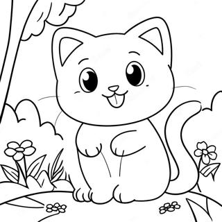 Cute Kitty Softpaws In A Garden Coloring Page 48355-40191