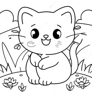 Cute Kitty Softpaws In A Garden Coloring Page 48355-40192