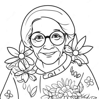 Sweet Grandma With Flowers Coloring Page 48405-40226