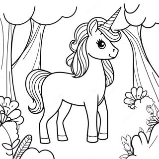 Magical Afro Unicorn In A Forest Coloring Page 48485-40285