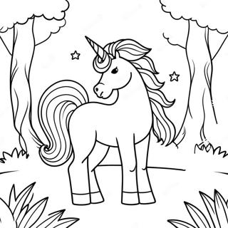 Magical Afro Unicorn In A Forest Coloring Page 48485-40286