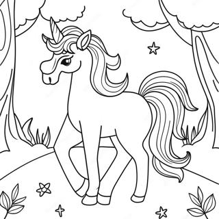 Magical Afro Unicorn In A Forest Coloring Page 48485-40287