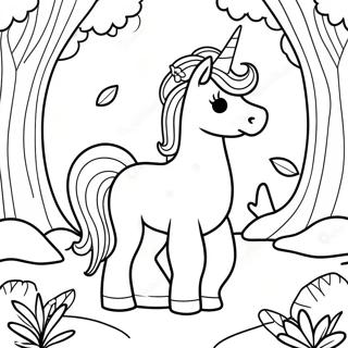 Magical Afro Unicorn In A Forest Coloring Page 48485-40288