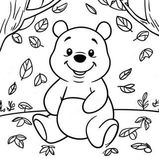 Winnie The Pooh With Colorful Leaves Coloring Page 48495-40297