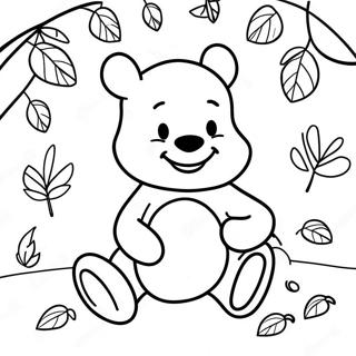 Winnie The Pooh With Colorful Leaves Coloring Page 48495-40299