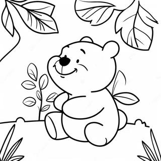 Winnie The Pooh With Colorful Leaves Coloring Page 48495-40300