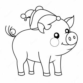 Christmas Pig Coloring Page 48514-40312