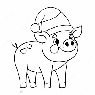 Cute Christmas Pig With Santa Hat Coloring Page 48515-40341