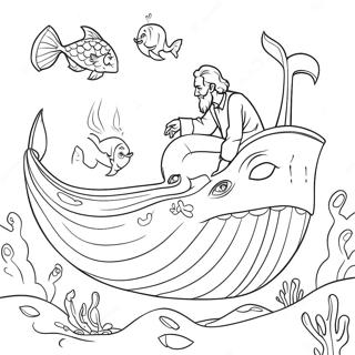 Jonah Praying Inside The Whale Coloring Page 4852-3901