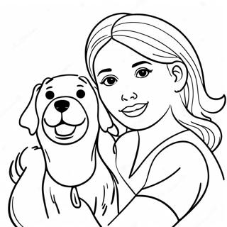 Girl With Dog Coloring Page 48624-40398