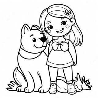 Girl With Dog Coloring Page 48624-40399