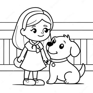 Girl Playing With Her Dog Coloring Page 48625-40405