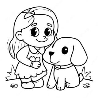 Girl Playing With Her Dog Coloring Page 48625-40406