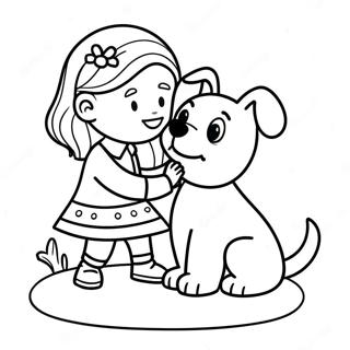 Girl Playing With Her Dog Coloring Page 48625-40407