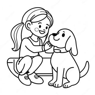 Girl Playing With Her Dog Coloring Page 48625-40408