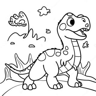 Dino Dana With Colorful Dinosaurs Coloring Page 48695-40457