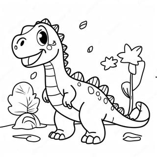 Dino Dana With Colorful Dinosaurs Coloring Page 48695-40458