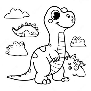 Dino Dana With Colorful Dinosaurs Coloring Page 48695-40459