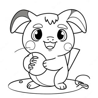 Cute Raichu Playing With Ball Coloring Page 4872-3918