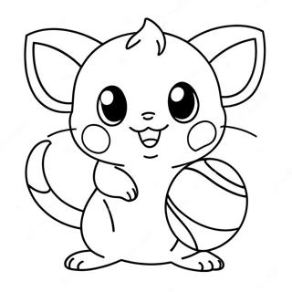 Cute Raichu Playing With Ball Coloring Page 4872-3919