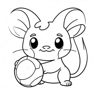 Cute Raichu Playing With Ball Coloring Page 4872-3920