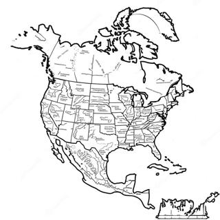 Detailed North America Map Coloring Page 48805-40558