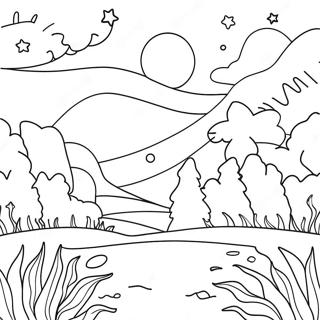 Starry Night Landscape Coloring Page 48814-40544