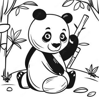 Cute Panda Playing With Bamboo Coloring Page 48875-40599