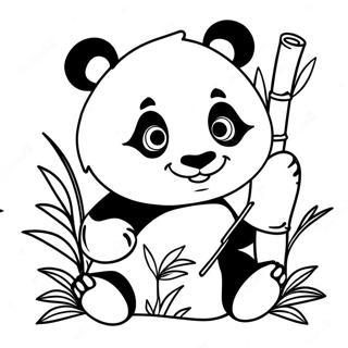 Cute Panda Playing With Bamboo Coloring Page 48875-40600