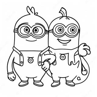 Funny Minions With Pumpkins Coloring Page 48935-40649