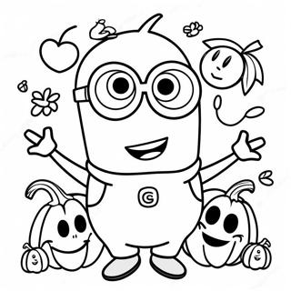 Funny Minions With Pumpkins Coloring Page 48935-40651