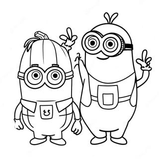 Funny Minions With Pumpkins Coloring Page 48935-40652