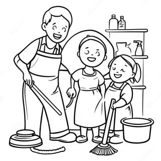 Happy Family Cleaning Together Coloring Page 48945-40657