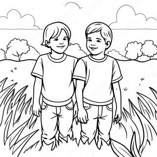 Colorful Two Sons In The Field Coloring Page 48965-40673