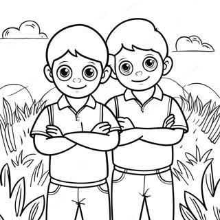 Colorful Two Sons In The Field Coloring Page 48965-40674