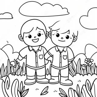 Colorful Two Sons In The Field Coloring Page 48965-40675