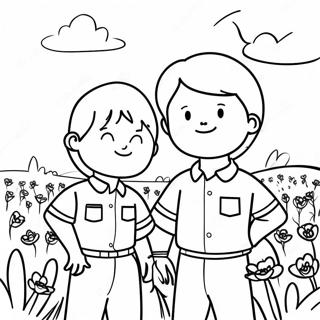 Colorful Two Sons In The Field Coloring Page 48965-40676