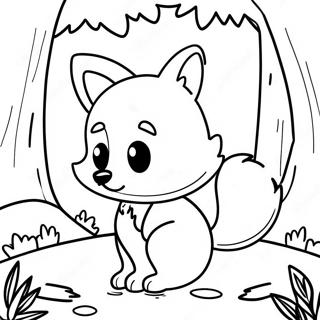 Cute Cartoon Fox In A Forest Coloring Page 48975-40681