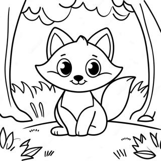 Cute Cartoon Fox In A Forest Coloring Page 48975-40682