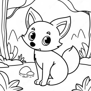 Cute Cartoon Fox In A Forest Coloring Page 48975-40683