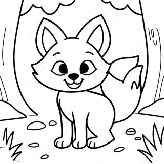 Cute Cartoon Fox In A Forest Coloring Page 48975-40684