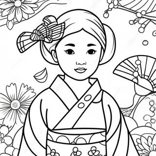 Japanese Girl Coloring Pages